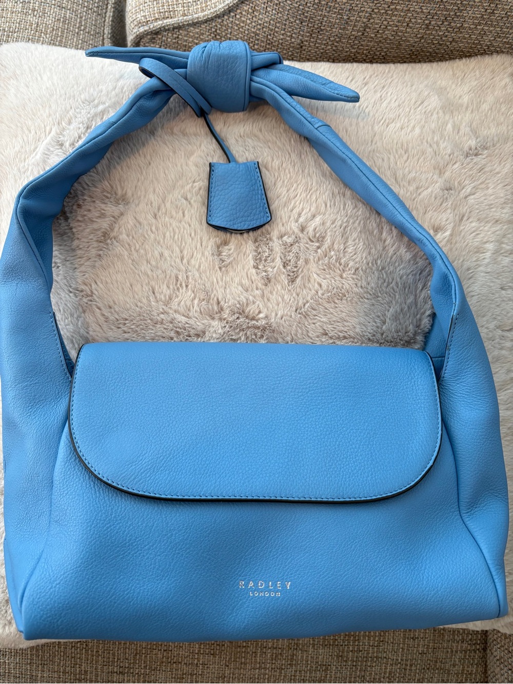 RADLEY LONDON Blue Leather Knotted-Handle Shoulder Bag